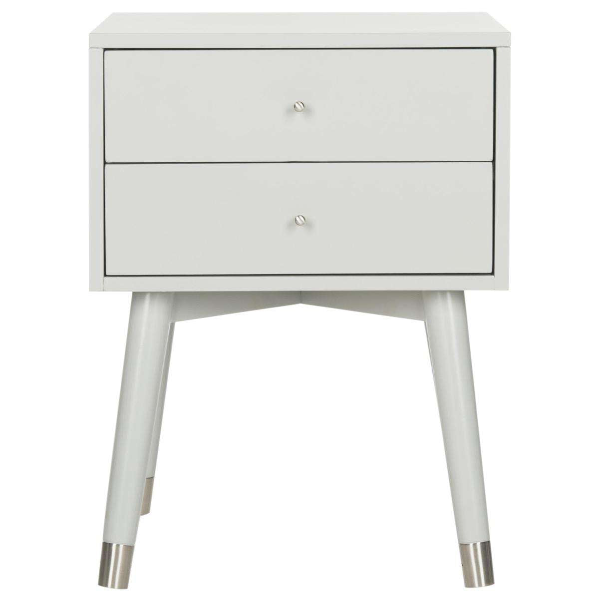 Safavieh Lyla Mid Century Retro Silver Cap Nightstand - Grey With Silver | Nightstands | Modishstore - 2