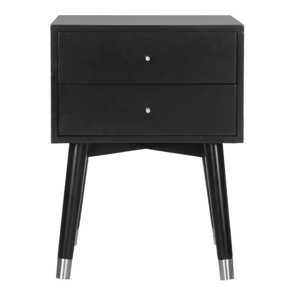 Safavieh Lyla Mid Century Retro Silver Cap Nightstand - Black | Nightstands | Modishstore - 2