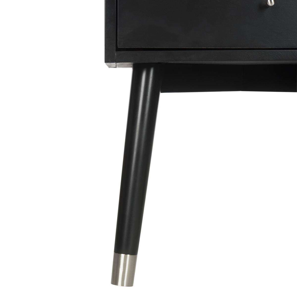 Safavieh Lyla Mid Century Retro Silver Cap Nightstand - Black | Nightstands | Modishstore - 4