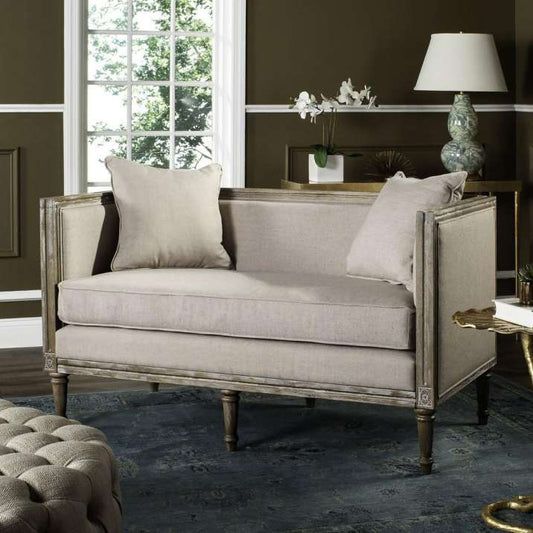 Safavieh Leandra Linen French Country Settee | Loveseats | Modishstore - 1