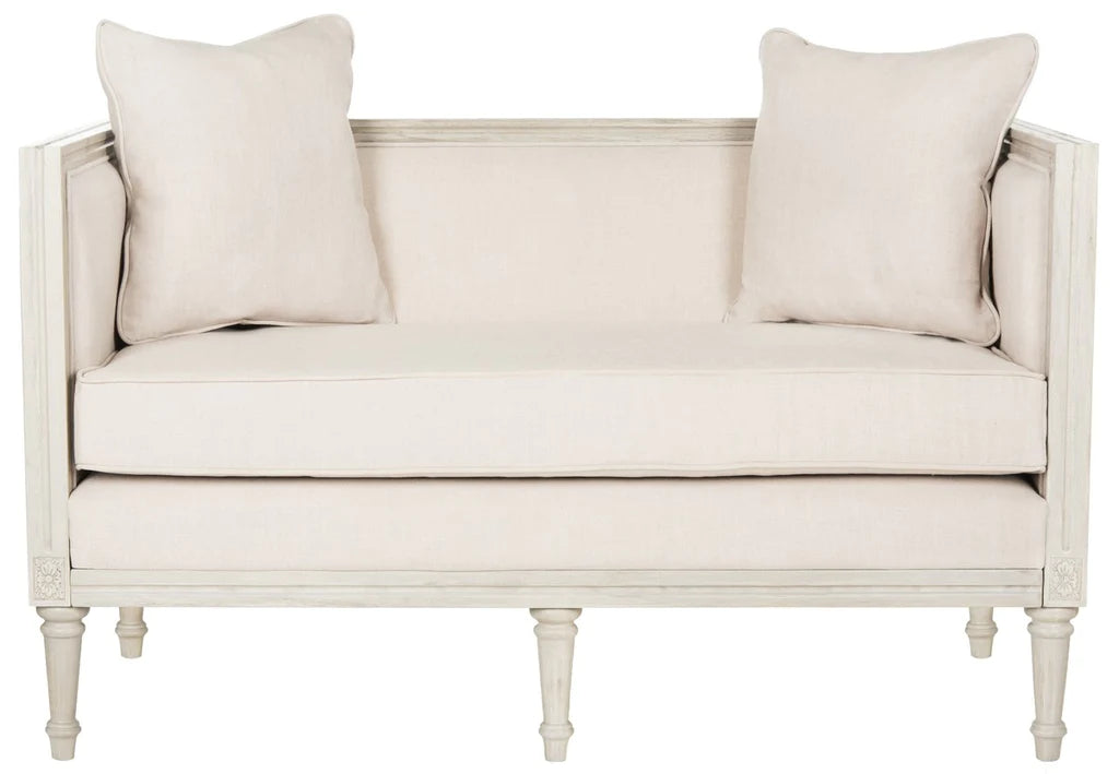 Safavieh Leandra Rustic French Country Settee - Beige With Rustic Grey | Sofas | Modishstore - 4