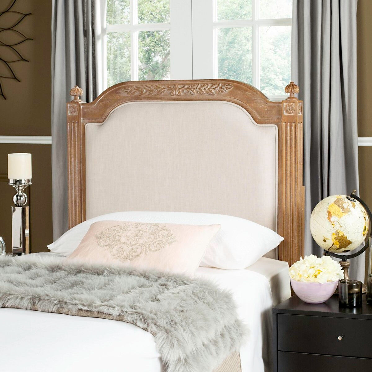 Safavieh Vintage Headboard Twin Size - Beige | Headboards | Modishstore