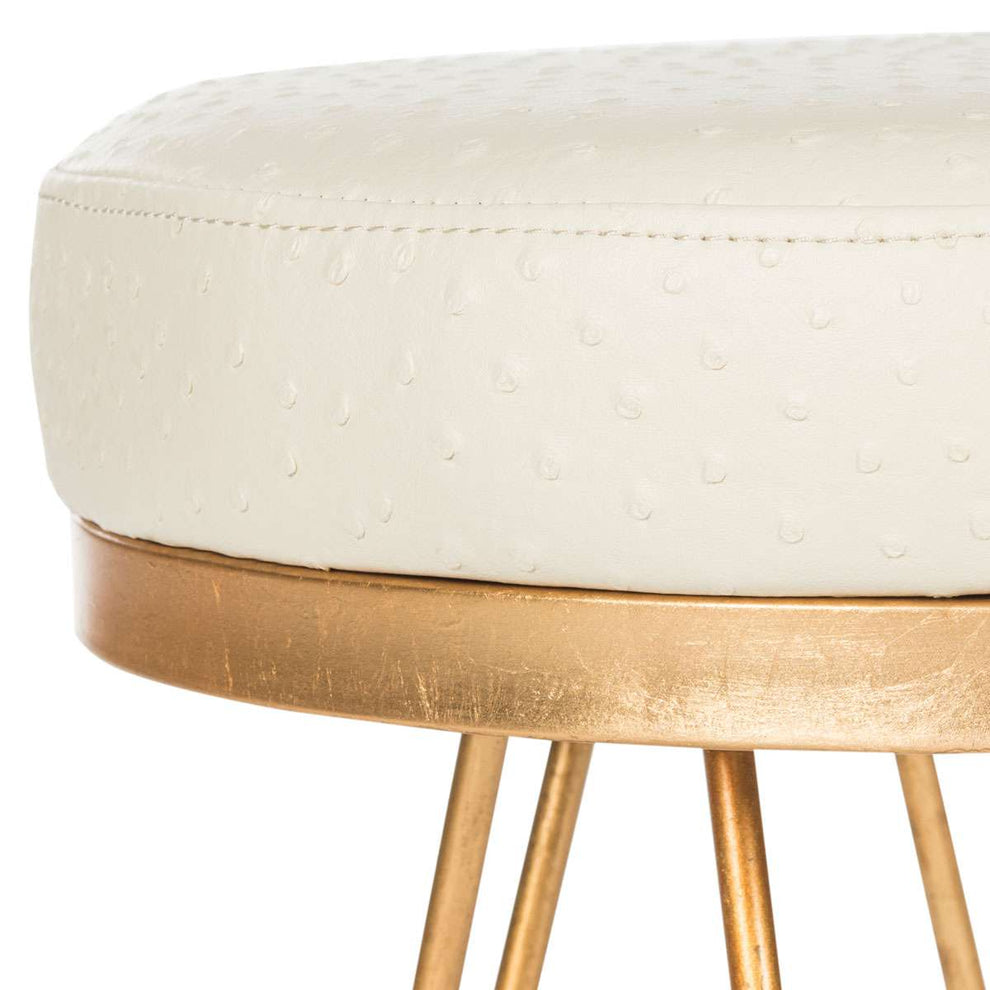 Safavieh Jenine Faux Ostrich Round Bench - Cream Pu | Benches  | Modishstore - 2