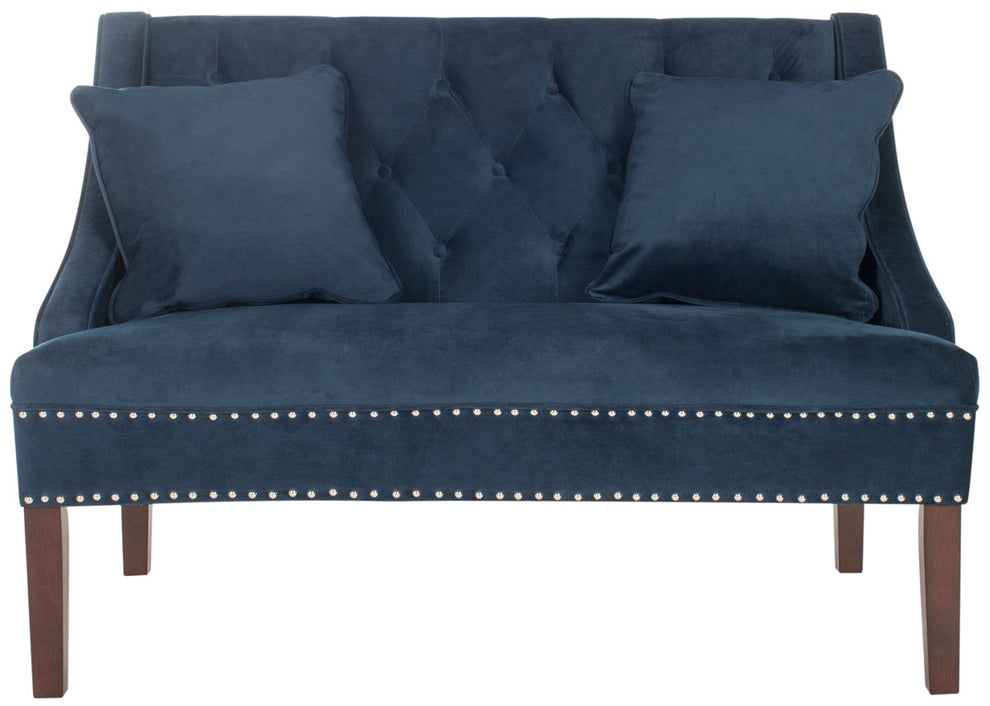 Safavieh Zoey Velvet Settee W/ Silver Nailheads | Loveseats | Modishstore - 1