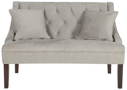 Safavieh Zoey Velvet Settee W/ Silver Nailheads | Loveseats | Modishstore - 2