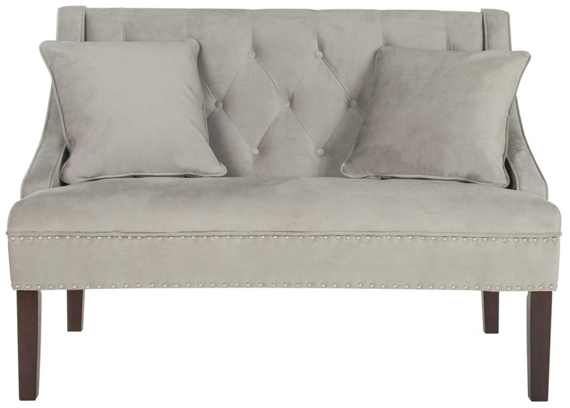 Safavieh Zoey Velvet Settee W/ Silver Nailheads | Loveseats | Modishstore - 2