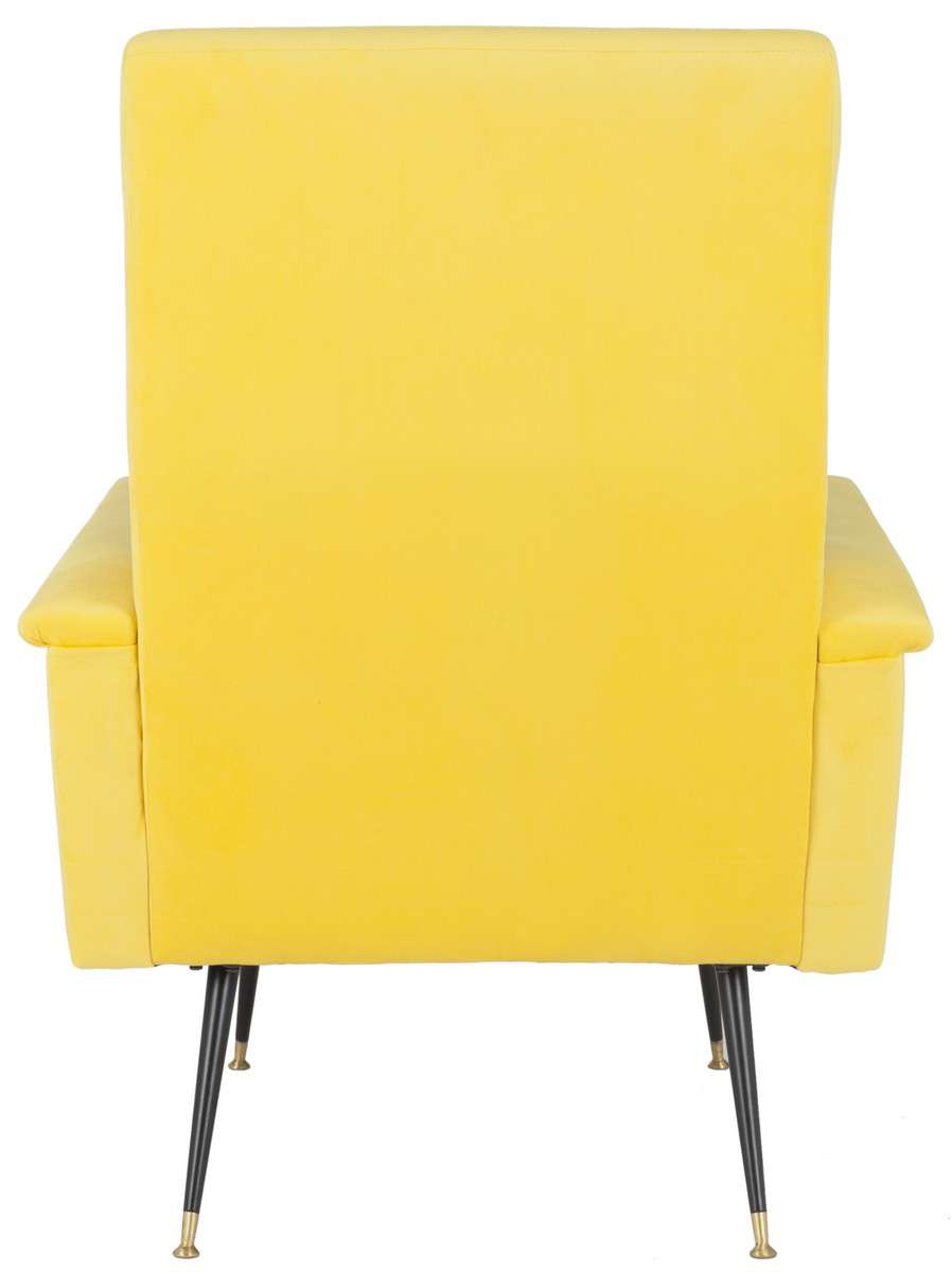 Safavieh Aida Velvet Retro Mid Century Accent Chair - Yellow Velvet | Accent Chairs | Modishstore - 2