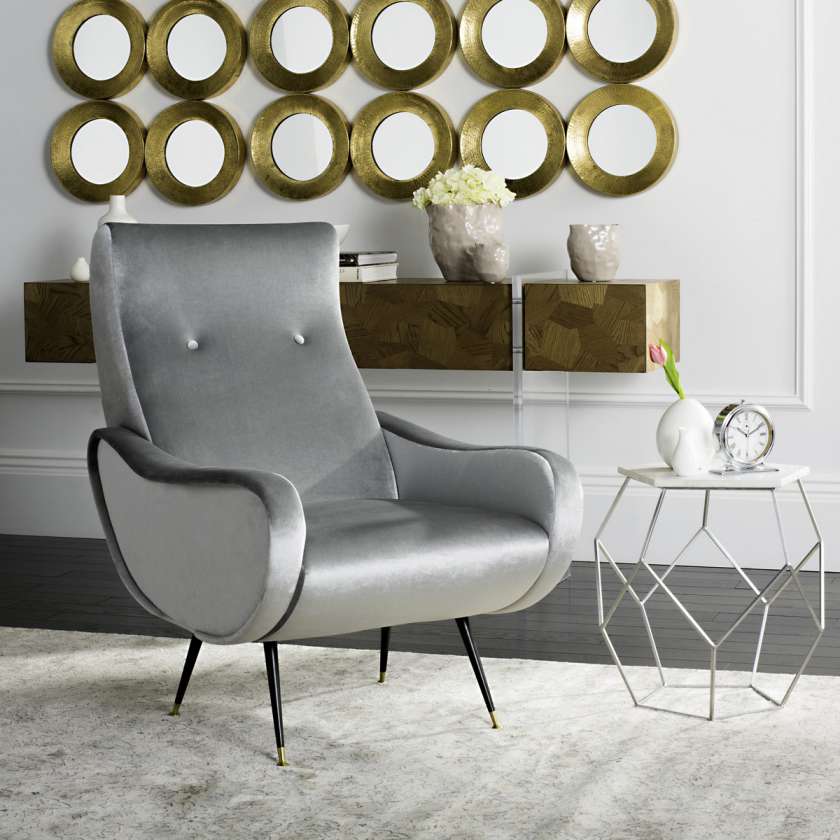 Safavieh Elicia Velvet Retro Mid Century Accent Chair | Accent Chairs | Modishstore - 1