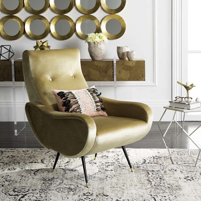 Safavieh Elicia Velvet Retro Mid Century Accent Chair | Accent Chairs | Modishstore - 4