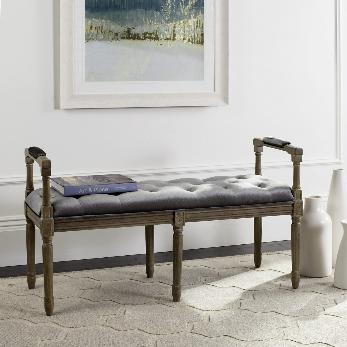 Safavieh Raiden Velvet Rustic Oak Bench | Benches | Modishstore - 1