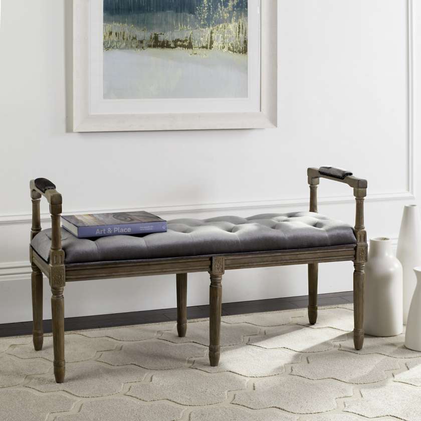 Safavieh Raiden Velvet Rustic Oak Bench | Benches | Modishstore - 2