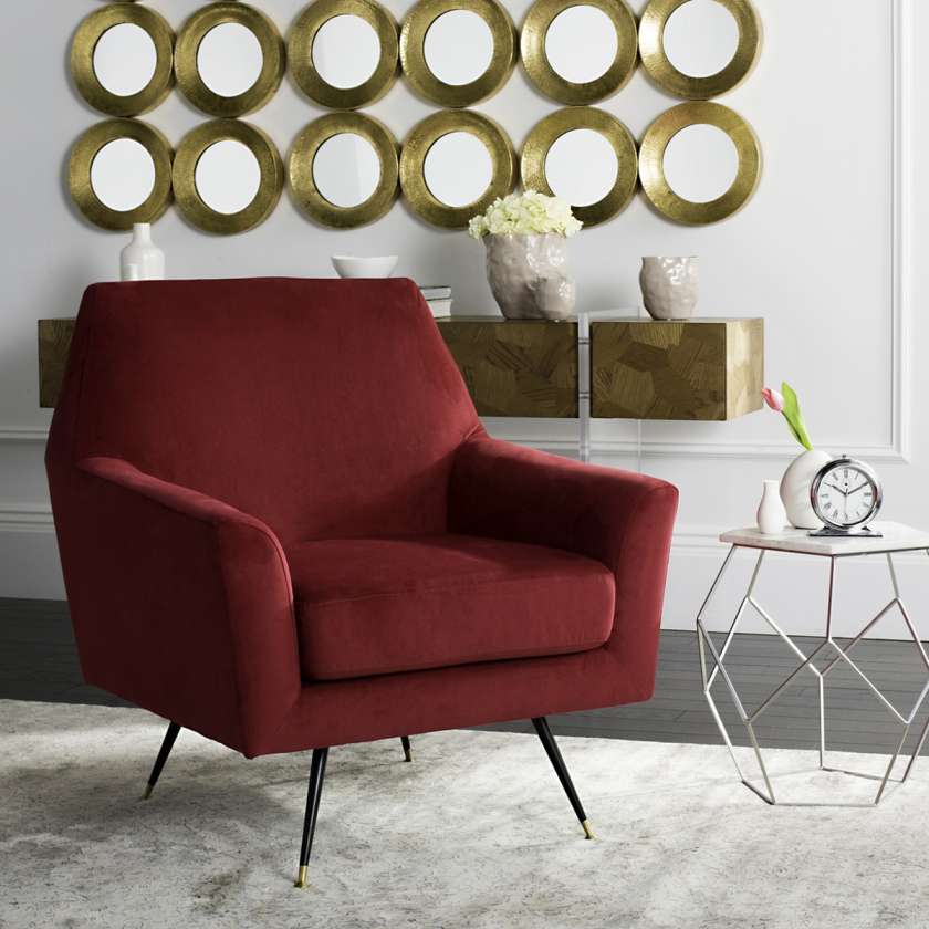 Safavieh Nynette Velvet Retro Mid Century Accent Chair | Accent Chairs | Modishstore - 1