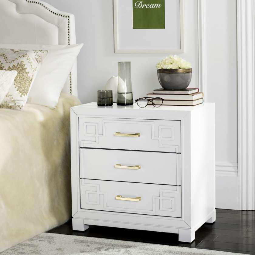 Safavieh Raina Three Drawer Greek Key Night Stand | Nightstands | Modishstore - 7