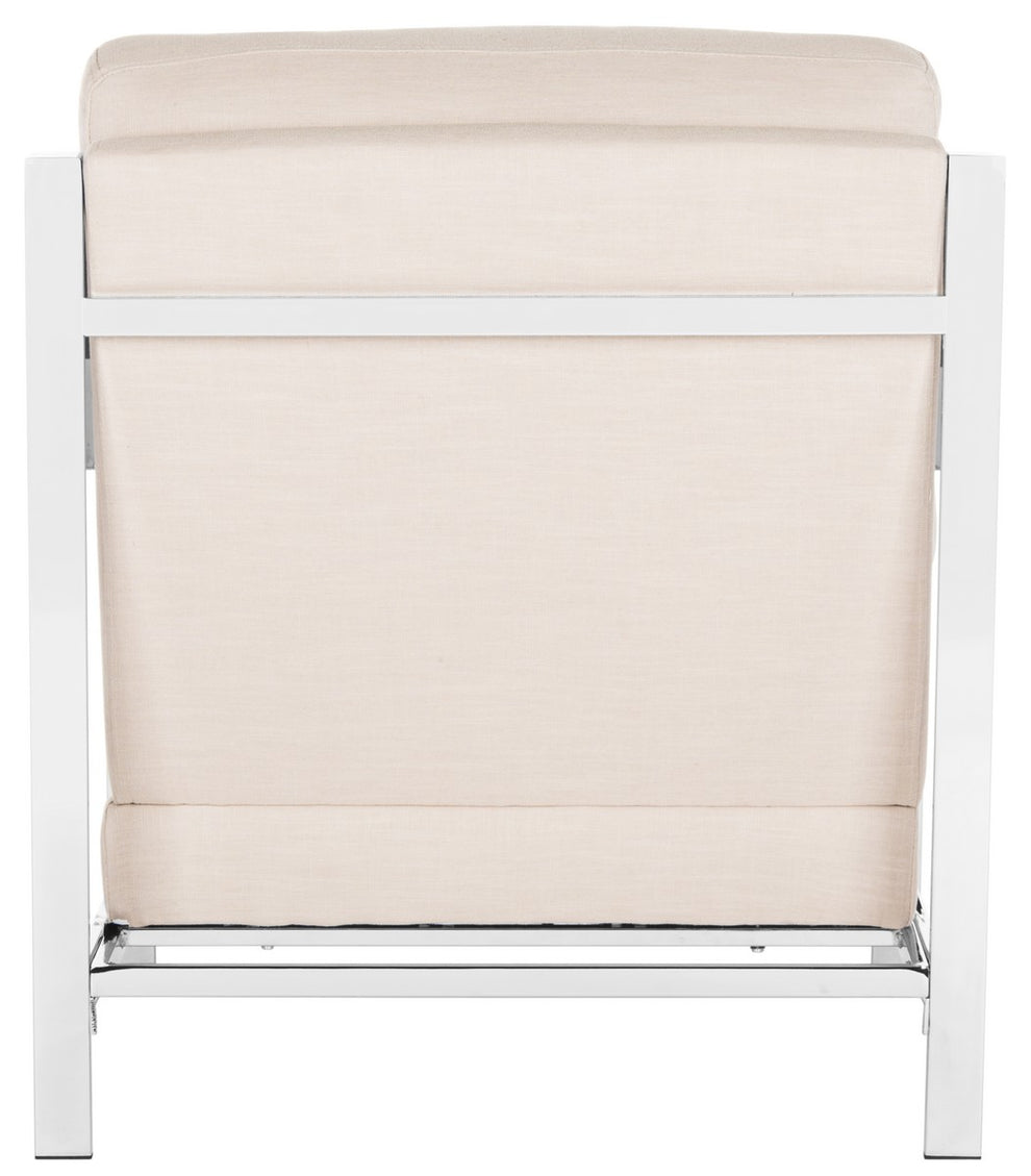 Safavieh Walden Modern Tufted Linen Chrome Accent Chair | Accent Chairs | Modishstore - 2