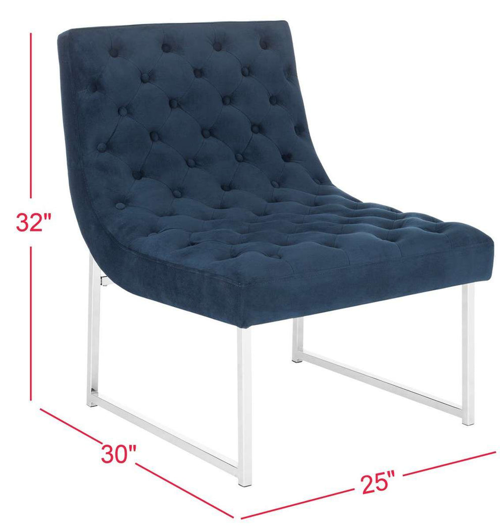 Safavieh Hadley Velvet Tufted Accent Chair - Navy Velvet | Accent Chairs | Modishstore - 2
