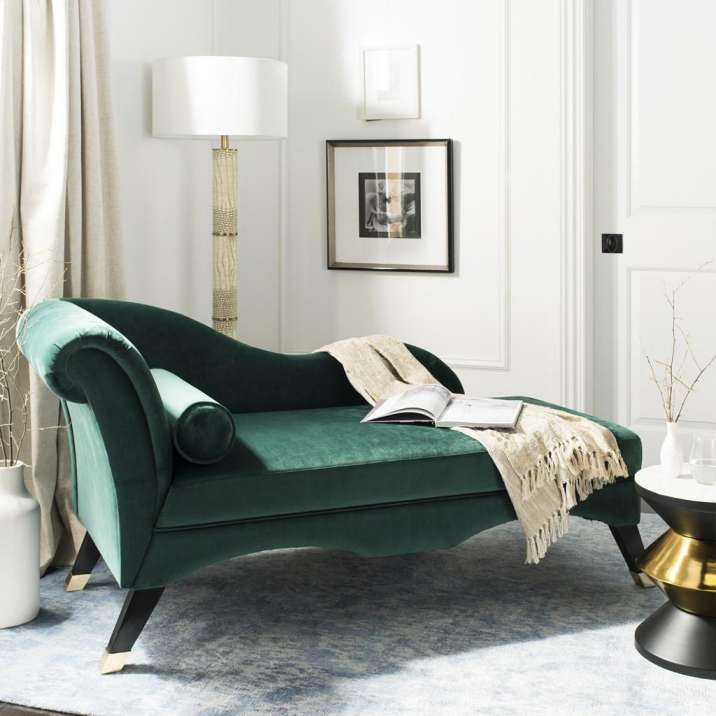 Safavieh Caiden Velvet Chaise W/ Pillow | Lounge Chairs |  Modishstore  - 5