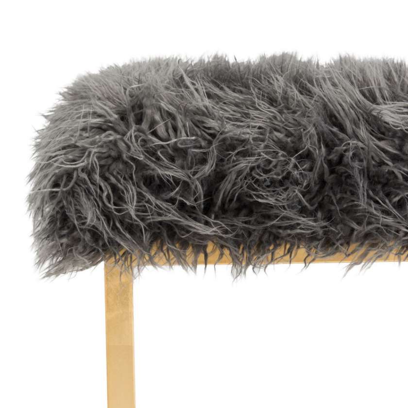 Safavieh Rowan Contemporary Glam Faux Sheepkin Square Ottoman | Ottomans | Modishstore - 3