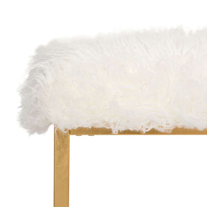 Safavieh Rowan Contemporary Glam Faux Sheepkin Square Ottoman | Ottomans | Modishstore - 7