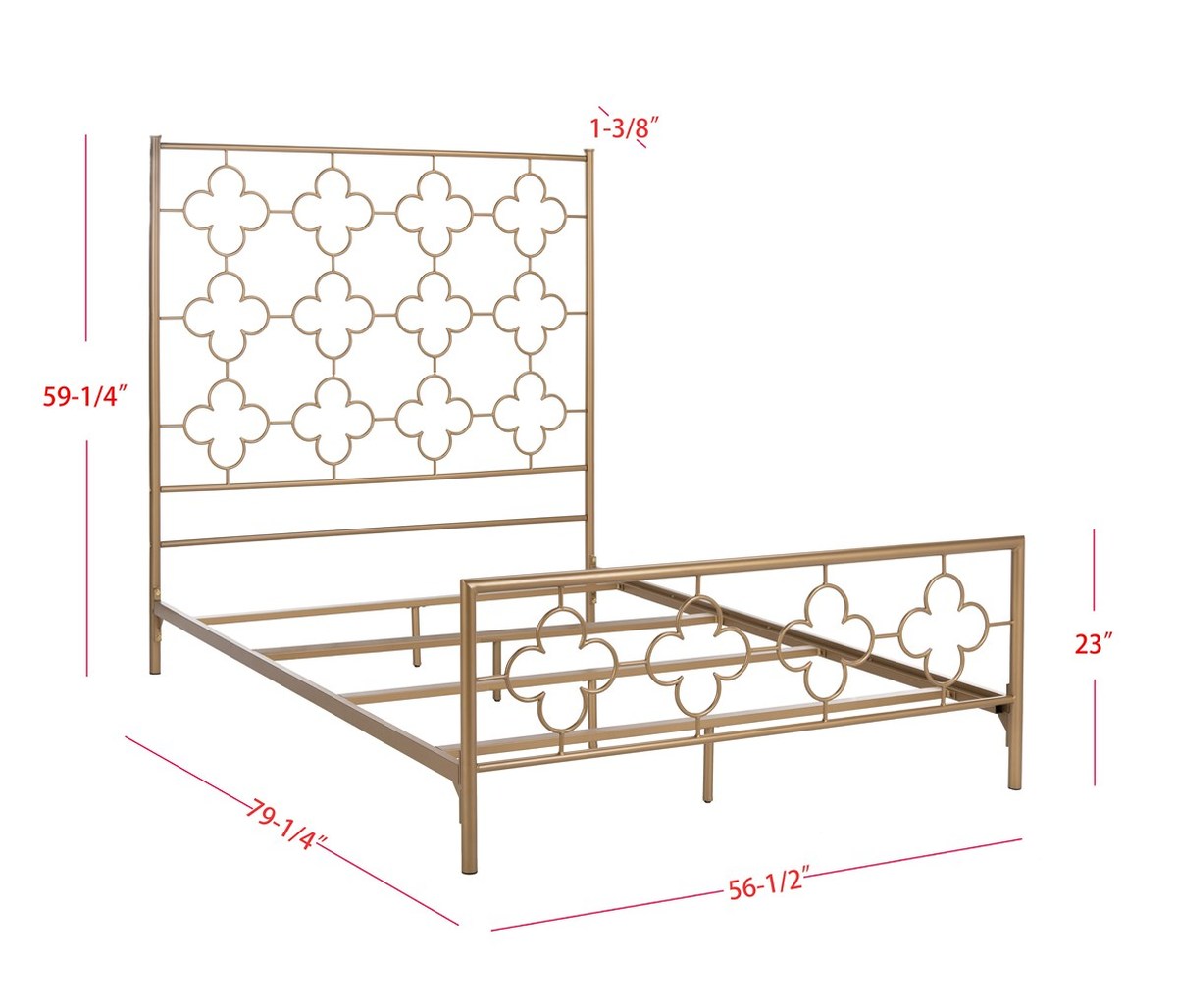 Safavieh Morris Lattice Metal Bed Full Size - Antique Gold | Beds | Modishstore - 3