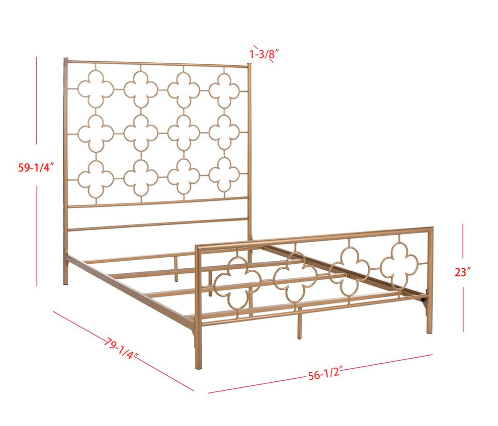 Safavieh Morris Lattice Metal Bed Full Size - Antique Gold | Beds | Modishstore - 3