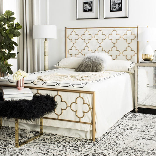 Safavieh Morris Lattice Metal Bed Full Size - Antique Gold | Beds | Modishstore