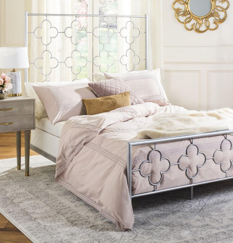 Safavieh Morris Lattice Metal Bed Full Size - Antique Silver | Beds | Modishstore