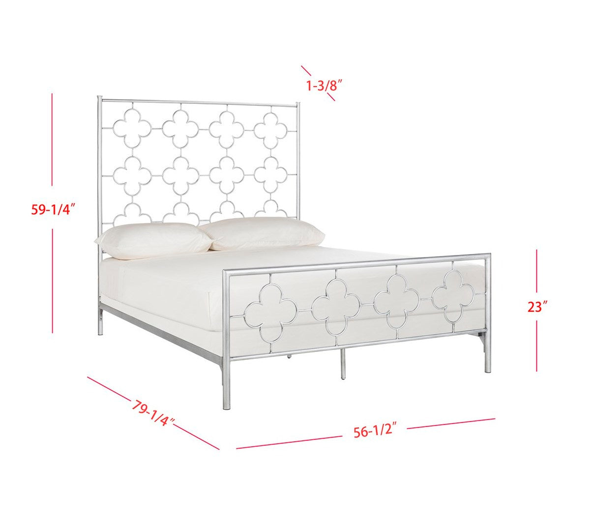 Safavieh Morris Lattice Metal Bed Full Size - Antique Silver | Beds | Modishstore - 3