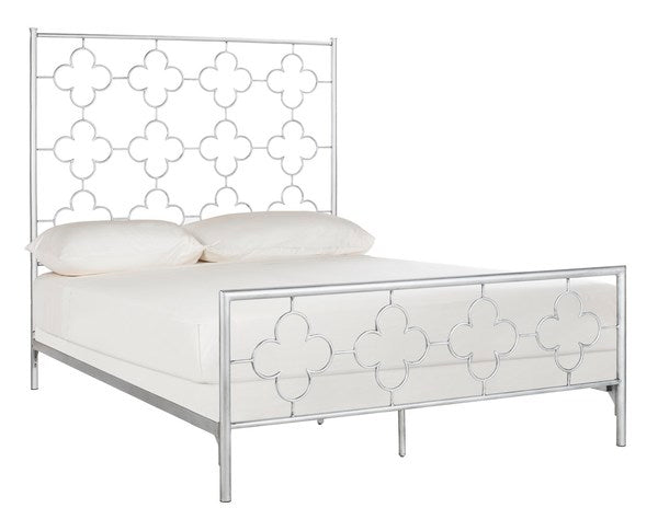 Safavieh Morris Lattice Metal Bed Full Size - Antique Silver | Beds | Modishstore - 2