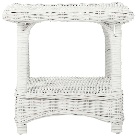 Safavieh Bowen Rattan Side Table - White | Accent Tables | Modishstore