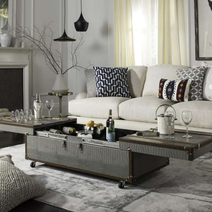 Safavieh Zoe Coffee Table Storage Trunk With Wine Rack | Cabinets | Modishstore - 5