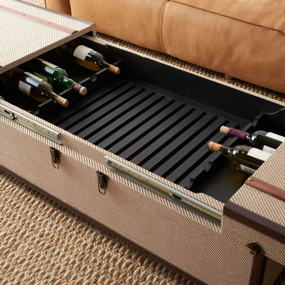 Safavieh Zoe Coffee Table Storage Trunk With Wine Rack - Beige |  | Modishstore - 4