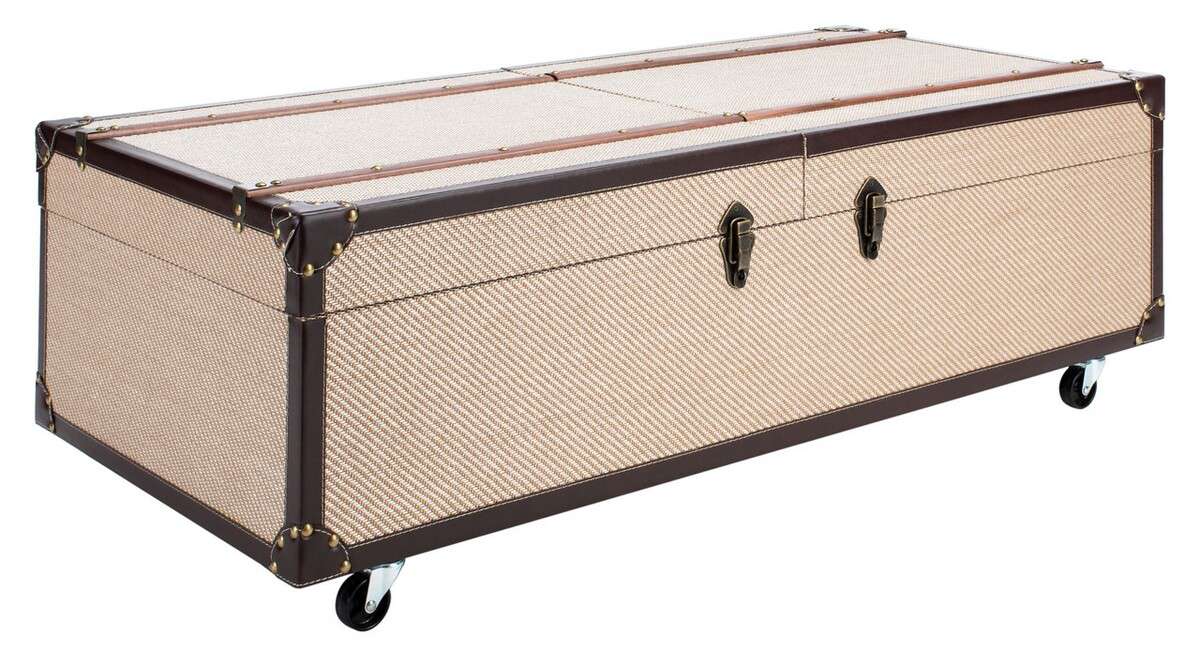 Safavieh Zoe Coffee Table Storage Trunk With Wine Rack - Beige |  | Modishstore - 3