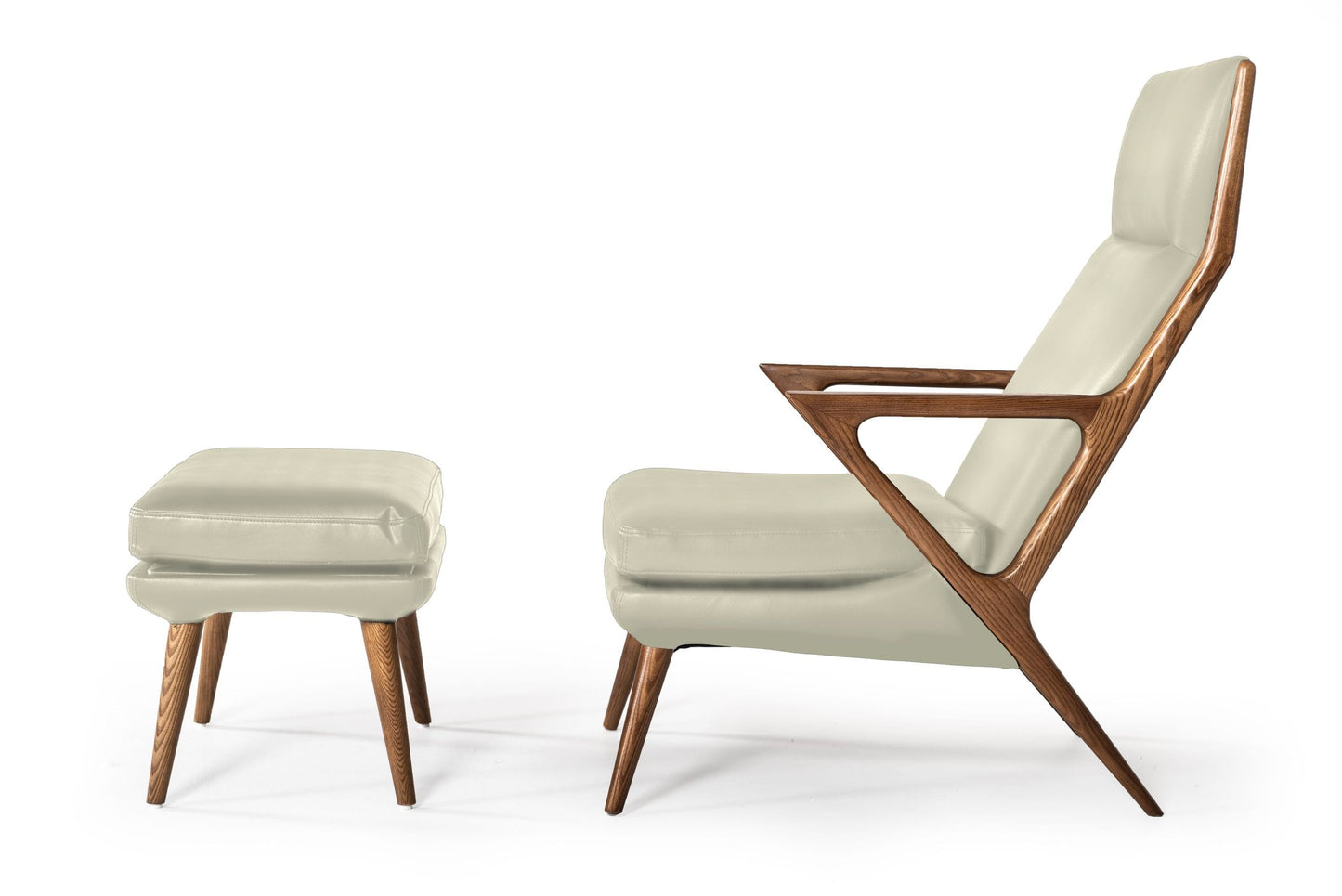 Modrest Fulton - Modern Beige Lounge Chair & Ottoman-2