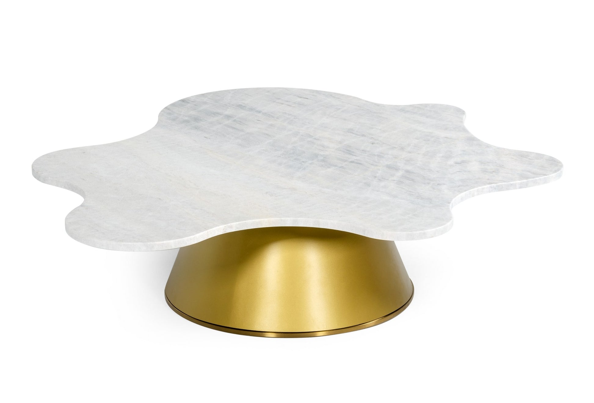 Modrest Gabbro Low - Glam White Marble and Gold Coffee Table-3
