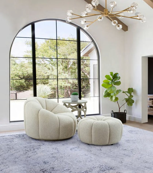 Divani Casa Gadson - Contemporary White Sherpa Accent Chair | Lounge Chairs | Modishstore