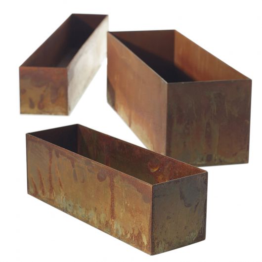 Galveston Distressed Metal Rectangular Planter Set Of 4 By Accent Decor | Planters, Troughs & Cachepots | Modishstore - 2