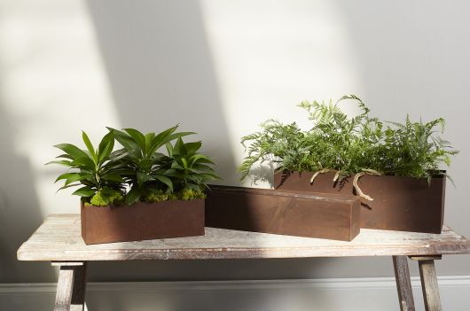 Galveston Distressed Metal Rectangular Planter Set Of 4 By Accent Decor | Planters, Troughs & Cachepots | Modishstore - 1