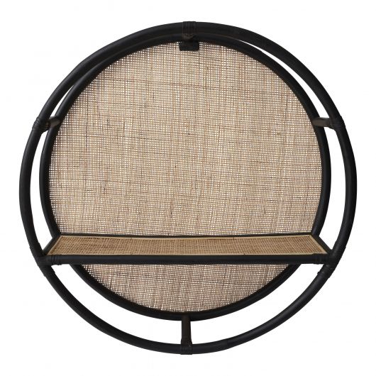 Gambit Round Iron & Natural Grass Wall Shelf By Accent Decor | Wall Shelf | Modishstore - 2