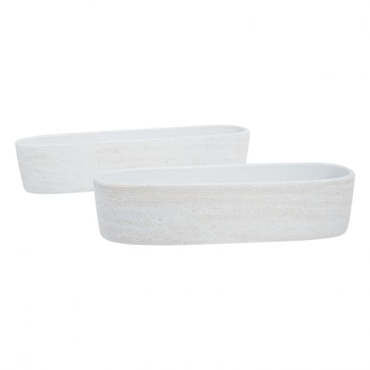 Gateway White Oval Ceramic Planter Set Of 2  By Accent Decor | Planters, Troughs & Cachepots | Modishstore - 3