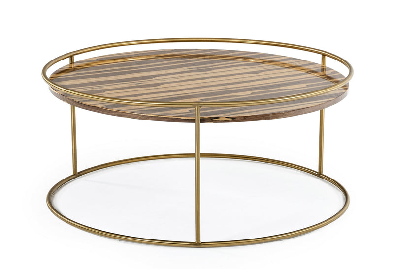 Modrest Gilcrest - Glam Brown and Gold Marble Coffee Table | Modishstore | Coffee Tables