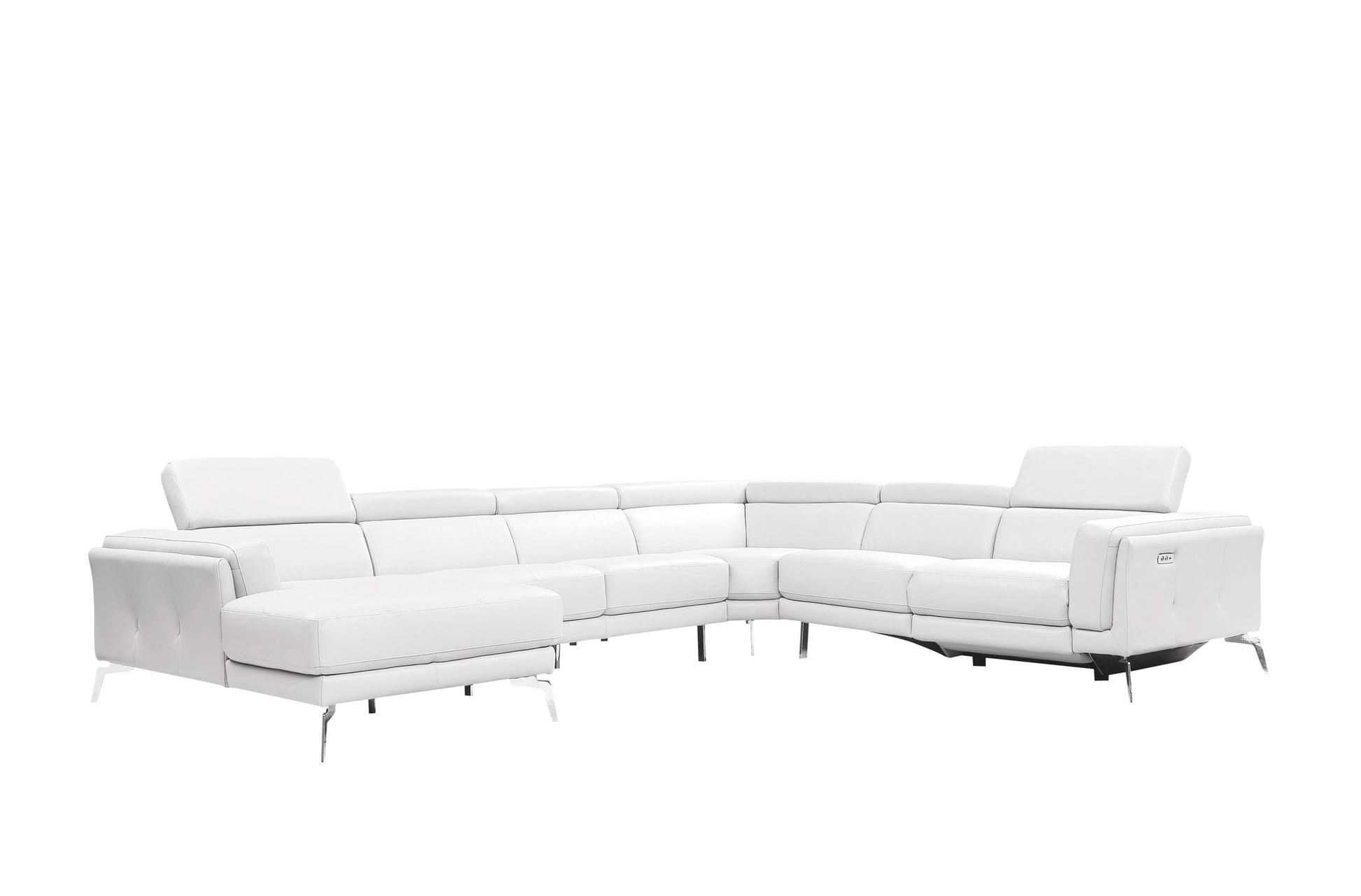 Divani Casa Gilsum - White Modern Leather Single Power Recliner Sectional Sofa-3