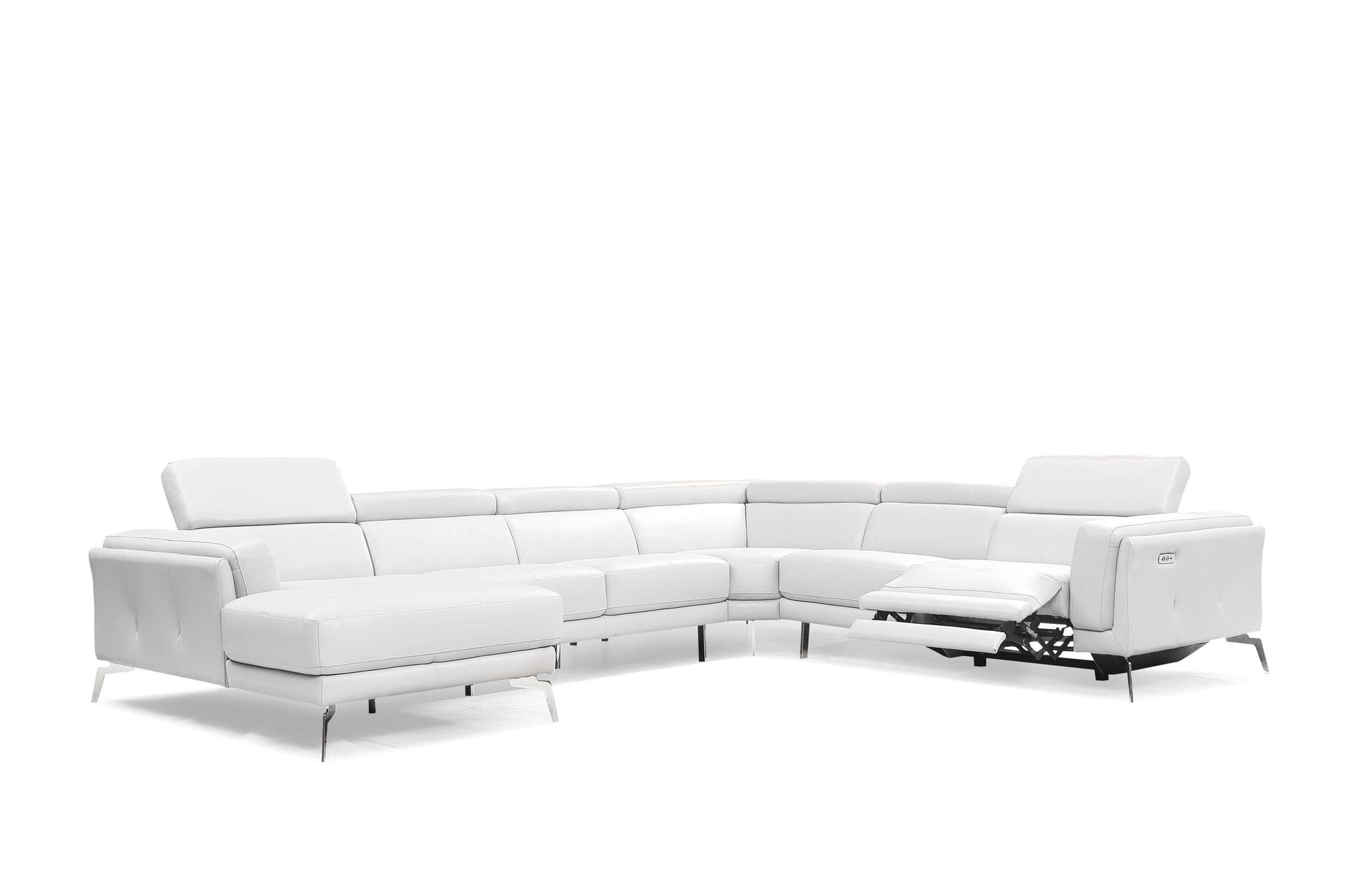 Divani Casa Gilsum - White Modern Leather Single Power Recliner Sectional Sofa-4
