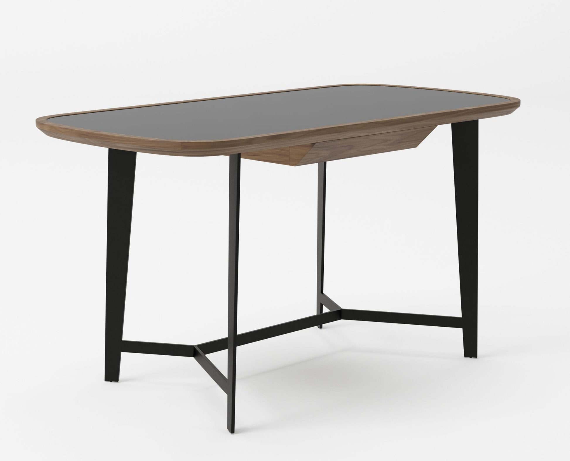Modrest Girard - Modern Walnut & Black Glass Desk | Modishstore | Desks-2