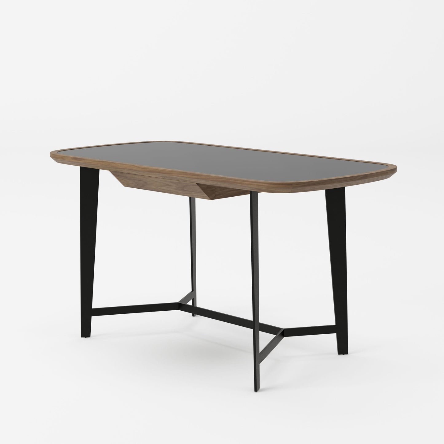 Modrest Girard - Modern Walnut & Black Glass Desk | Modishstore | Desks-3