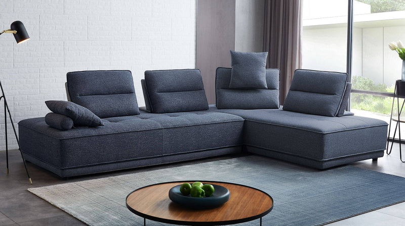 Divani Casa Glendale - Modern Blue Fabric Sectional Sofa | Modishstore | Sofas