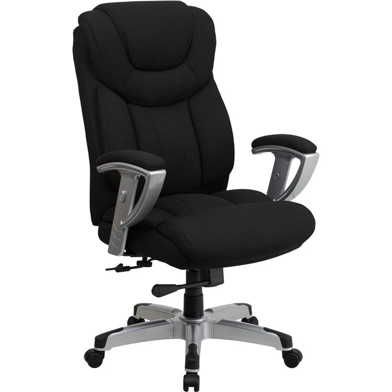 Hercules Series Big & Tall 400 Lb. Rated Black Fabric Executive Ergonomic Office Chair With Silver Adjustable Arms By Flash Furniture | Office Chairs | Modishstore