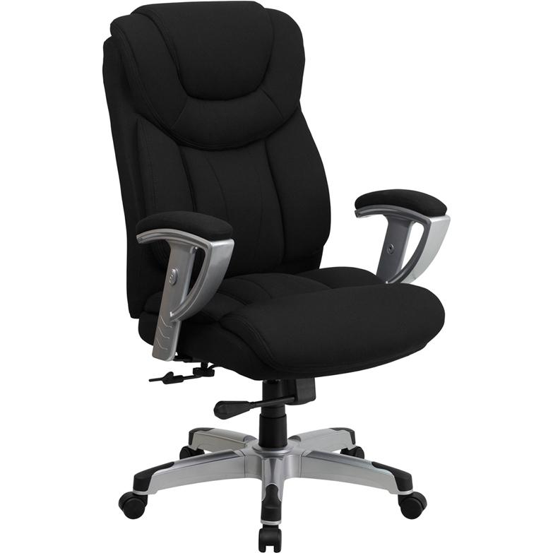 Hercules Series Big & Tall 400 Lb. Rated Black Fabric Executive Ergonomic Office Chair With Silver Adjustable Arms By Flash Furniture | Office Chairs | Modishstore - 1