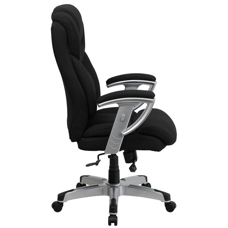 Hercules Series Big & Tall 400 Lb. Rated Black Fabric Executive Ergonomic Office Chair With Silver Adjustable Arms By Flash Furniture | Office Chairs | Modishstore - 2