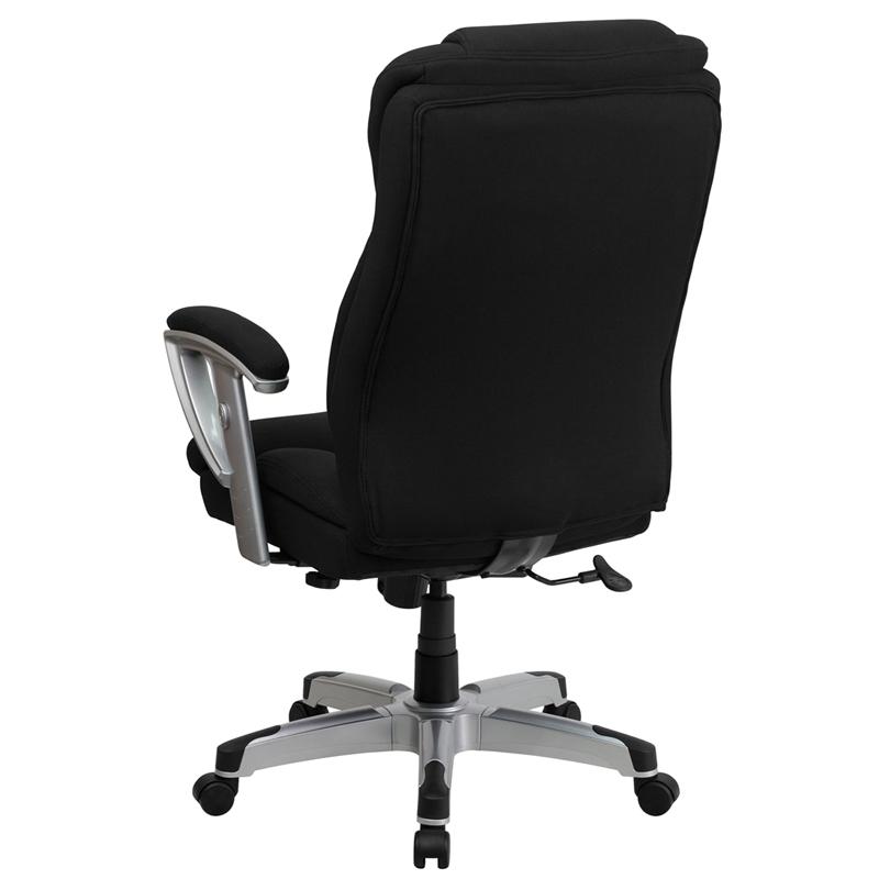 Hercules Series Big & Tall 400 Lb. Rated Black Fabric Executive Ergonomic Office Chair With Silver Adjustable Arms By Flash Furniture | Office Chairs | Modishstore - 3