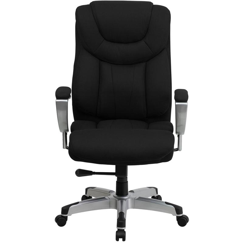Hercules Series Big & Tall 400 Lb. Rated Black Fabric Executive Ergonomic Office Chair With Silver Adjustable Arms By Flash Furniture | Office Chairs | Modishstore - 4